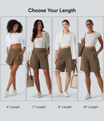 DayStretch High Waisted Work Baggy Bermuda Shorts 7'' with Pockets