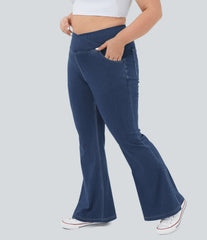 Halara Flex™ High Waisted Crossover Pocket InstantCool Breathable Washed Plus Size Casual Jeans