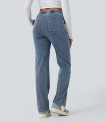 Halara Flex™ Mid Rise Drawstring Straight Leg Casual Sweatpants Jeans with Pockets
