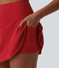 SoftlyZero™ Airy High Waisted Tummy Control 2-in-1 InstantCool Mini Tennis Skirt with Pockets-UPF50+