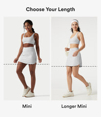 High Waisted Stripe 2-in-1 Bodycon Mini Golf Skirt with Pockets-Longer Length