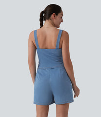 Halara Flex™ Denim Square Neck Sleeveless Casual Romper with Pockets-Easy Peezy