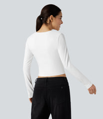 Round Neck Long Sleeve Slim Cropped Casual Baby Tee