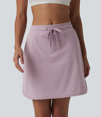 SoftlyZero™ Airy Mid Rise Drawstring Curved Hem 2-in-1 InstantCool Workout Skirt with Pockets