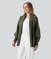 Batwing Sleeve Open Front Casual Cardigan
