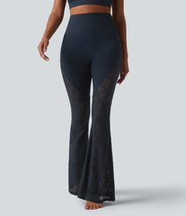 Halara UltraSculpt™ High Waisted Tummy Control Contrast Lace Yoga Flare Leggings with Pockets