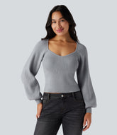 Queen Anne Neck Long Sleeve Casual Sweater