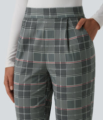 Halara Flex™ High Waisted Tapered Plaid Work Pants with Pockets