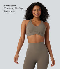 Halara UltraSculpt™ Medium Support V Neck Racerback Training Sports Bra
