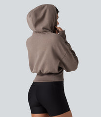 Hooded Raglan Long Sleeve Thumb Hole Casual Sweatshirt