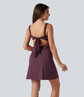 SoftlyZero™ Airy Contrast Lace Tie Back InstantCool Mini Casual Dress