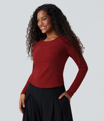 Round Neck Long Sleeve Sparkle Top