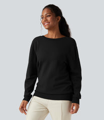 Crossover V Neck Long Sleeve Casual Sweater-Front and Back Wearable
