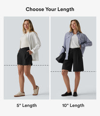 DayStretch Asymmetric Mid Rise Work Bermuda Shorts 10'' with Pockets
