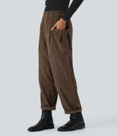 High Waisted Pocket Corduroy Casual Pants