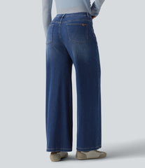 Halara Flex™ Mid Rise Draped Draped Lyocell Casual Straight Leg Jeans with Pockets