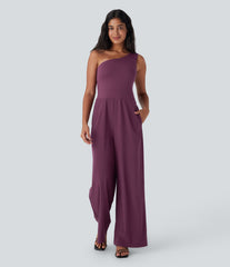 Breezeful™ One Shoulder Quick Dry Jumpsuit with Pockets