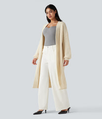 Long Sleeve Open Front Longline Sweater Knit Work Cardigan