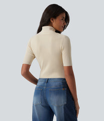 Cut Out Short Sleeve Workout Sweater