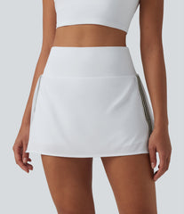Breezeful™ High Waisted Pleated Side Stripes 2-in-1 Quick Dry Mini Pickleball Skirt with Pockets