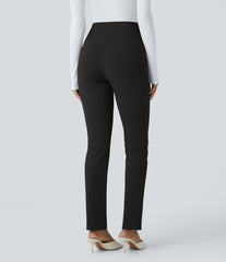 High Waisted Decorative Pocket Skinny Casual Pants
