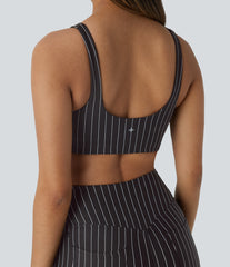 Low Support U Neck Stripe InstantCool Yoga Sports Bra