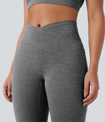 Halara UltraSculpt™ Heathered High Waisted Crossover Quick Dry Yoga Leggings with Pockets