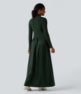 Mock Neck Long Sleeve Maxi Work Sweater Dress