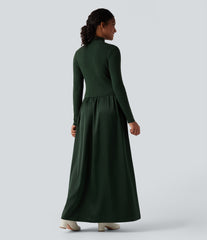 Mock Neck Long Sleeve Maxi Work Sweater Dress