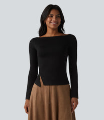 Boat Neck Long Sleeve Work Top