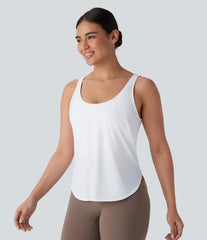 Contrast Mesh Curved Hem InstantCool Quick Dry Running Tank Top