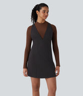 V Neck Stripe InstantCool Mini Work Dress
