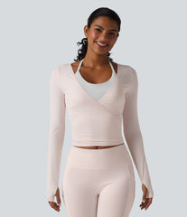 Long Sleeve Crossover Tie InstantCool Yoga Top-UPF50+