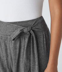 Mid Rise Tie Pockets Casual Harem Pants