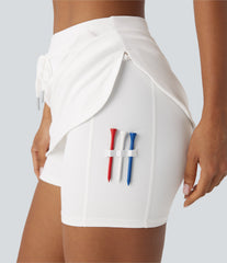 SoftlyZero™ QuickDry High Waisted Drawstring Pocket 2-in-1 Curved Hem Mini Golf Skirt-Golf Tee Pocket