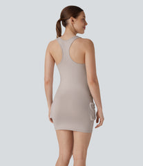 Racerback Cargo Zipper Pocket 2 Piece Bodycon Mini Dance Active Dress