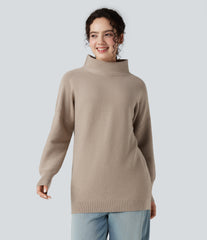 Mock-neck Long Sleeve Casual Sweater
