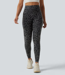 Halara UltraSculpt™ Leopard Print High Waisted Tummy Control Shaping Running 7/8 Leggings with Pockets