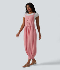 Bloomers Casual Linen-Feel Overalls with Pockets