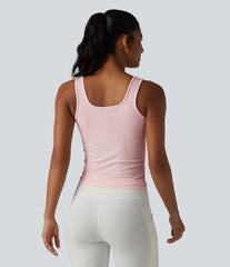 OneForm Seamless Flow Square Neck Ruched Yoga Tank Top