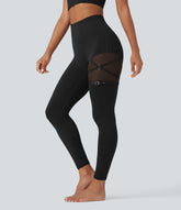 SoftlyZero™ High Waisted Contrast Mesh Adjustable Buckle Dance Leggings with Pocket-UPF50+