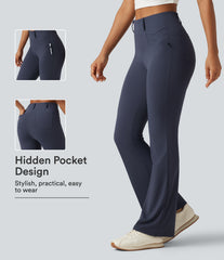 High Waisted InstantCool Quick Dry Flare Golf Pants with Pockets-UPF50+