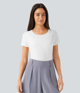 Round Neck Short Sleeve Basic Work Top