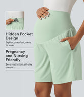 Softlyzero™ Airy Super High Waisted 2-in-1 InstantCool Yoga Maternity Shorts 9'' with Pockets