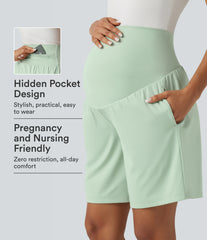 Softlyzero™ Airy Super High Waisted 2-in-1 InstantCool Yoga Maternity Shorts 9'' with Pockets