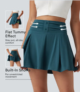 SoftlyZero™ QuickDry High Waisted Tummy Control Ruched 2-in-1 Mini Tennis Skirt with Pockets