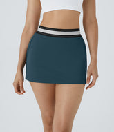 SoftlyZero™ Airy High Waisted 2-in-1 Bodycon Color Block Micro Mini InstantCool Tennis Skirt-UPF50+