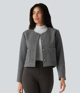 Round Neck Button Fly Work Jacket with Pockets