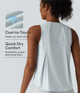 Round Neck Curved Hem InstantCool Quick Dry Running Tank Top-UPF50+