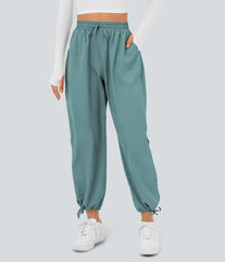 Breezeful™ High Waisted Drawstring Pocket Hem Quick Dry Casual Joggers
